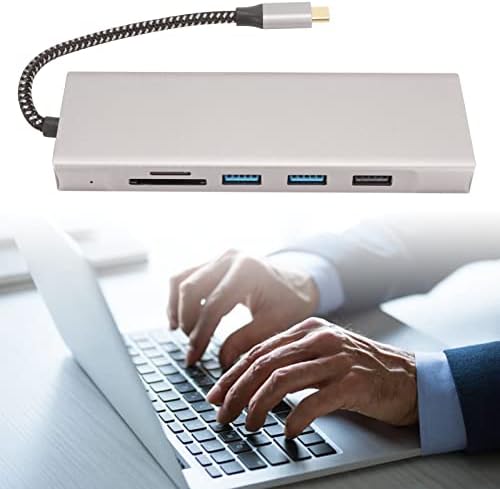 Estação de ancoragem de laptop USB C, 8 em 1 Dongo do adaptador multitor com, 5gbps USB 3.0, USB 2.0, entrada de 100w de