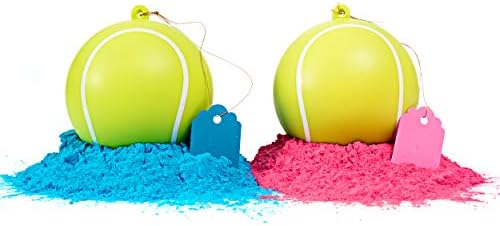 Ultimate Party Supplies Gênero Revelar Bola de Tênis 2 pacote | Conjunto rosa e azul | Bola de pó | Ideias de festas de