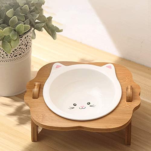 Brewix Dog Food Bowl Cerâmica de cachorro cão gato pet single e dupla tigela de comida para comer e beber com moldura de madeira