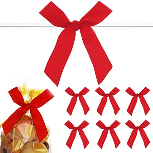 Prasacco 50 PCs Ribbon para embalagem de presentes, arcos de amarração Twist para sacos de tratamento Arcos de fita de cetim para o Halloween Christmas Wedding Treat Bacs Decoration