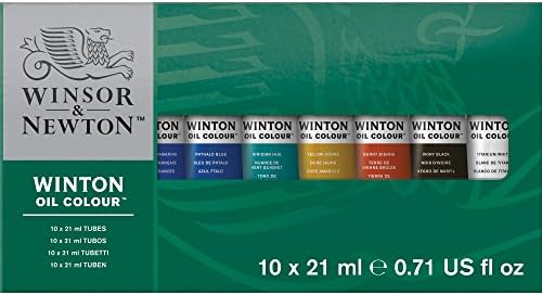 Winsor & Newton Winton Ail da tinta, conjunto básico, tubos de 10 x 21 ml e solvente de baixo odor sansodor, 75 ml,