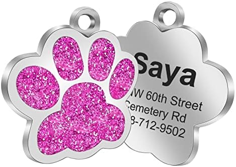 Dejavyou Tags personalizadas de cães, tags de gato, etiquetas de identificação de animais personalizadas, 4 linhas