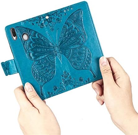Leecoco huawei y7 2019 estojo de couro premium de couro premium capa de carteira de borboleta com proteção de corpo inteiro