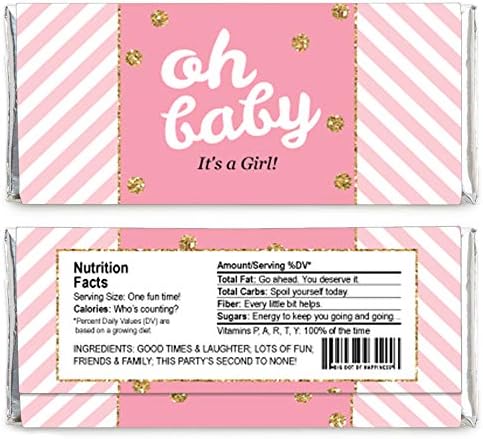 Big Dot of Happiness Hello Little One - Pink and Gold - Candy Bar Wrappers Girl Baby Shower Favors - Conjunto de 24