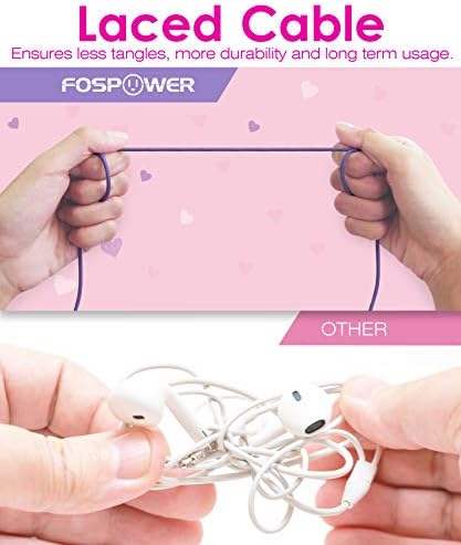 Fones de ouvido Fospower Kids com orelhas de gatos LED, fone de ouvido com fio de 3,5 mm com cabos atiados para ipad/smartphones/pc/Kindle/tablet/laptop/escola