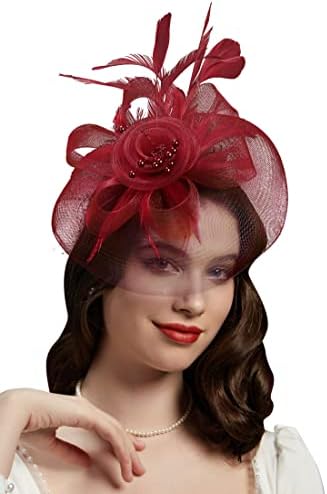 Fascinadores cizee sinamay para mulheres chapéus de festa tea kentucky derby cocktail flor malha de malha de malha de cabelo clipe