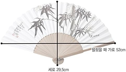 Fã de mão de bambu tradicional coreano Hanji + papel de presente de papel dobrável dobrável grande