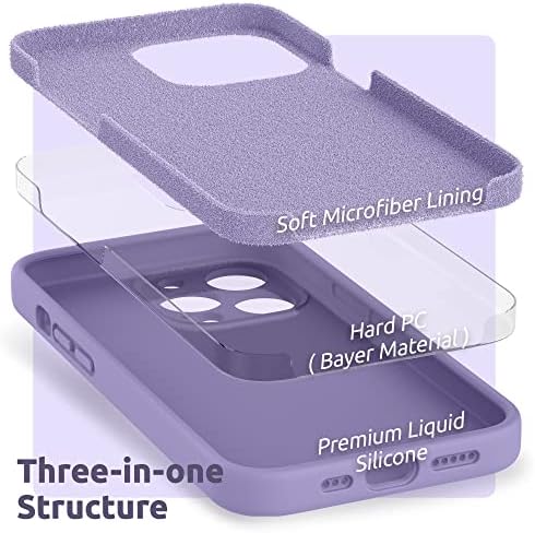 Caixa de silicone roxo leve Surphy Light + 3 Protetor de tela de embalagem para iPhone 13 Pro 6,1 polegadas