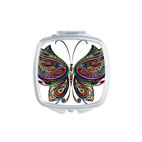 Belas asas decorativas coloridas de borboleta espelhe portátil maquiagem de bolso compacto vidro de dupla face