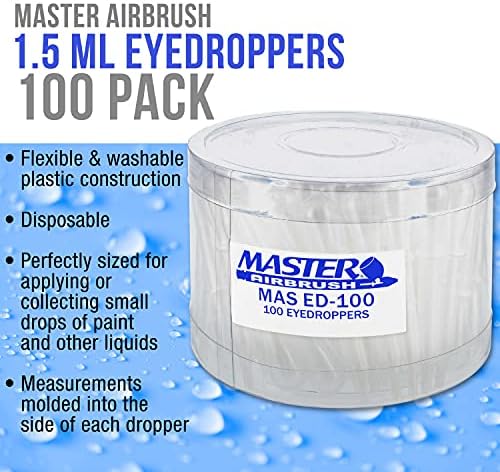 MASTER AirBrush® Brand 100 Pipete Eyedroppers para transferência de líquidos e tinta aerbrobro