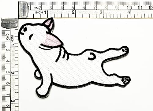 Kleenplus 3pcs. Bebê fofo Bulldog francês muito preguiçoso Patch White Dog Patches bordados de manchas para roupas de jeans de casas