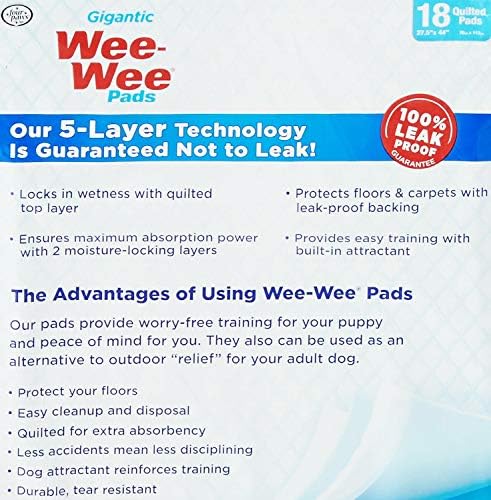 Quatro PAWS WEE-WEED PADS, GIGATTS, 18 por pacote