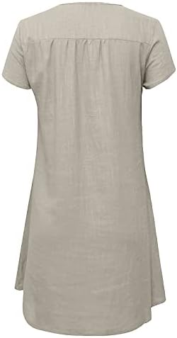 Vestido boho feminino estampa de manga curta vestido de linho de algodão solto de algodão solto vestidos de manga curta casual