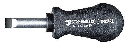 Stahlwille 47241045 Chave de fenda do carburador Drall, chave de fenda com fenda, feita de aço de liga cromo com acabamento banhado por cromo, 1,2 mm x 8,0 mm, comprimento da lâmina 25mm 25mm