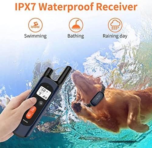 Cola de choque NVK, colar de treinamento para cães com remoto para cães grandes médios, colar de choque de cachorro recarregável com choque, vibração, modos de bipes, IPX7 à prova d'água, alcance de até 1600 pés