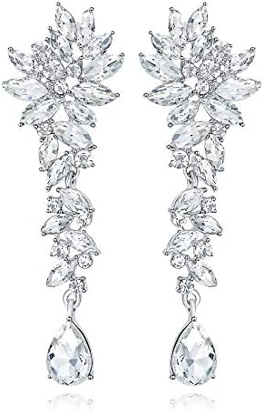 Mecresh Bridal Weddal Teardrop Marquise Crystal Cluster Chandelier Dangle Brincos para Mulheres Presente do Dia dos Namorados