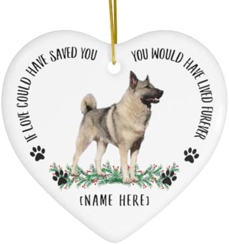 Nome personalizado Norwegian Elkhound Grey Dog Gifts 2023 Ornamentos de árvore de Natal - Se o amor pudesse ter salvo seu coração