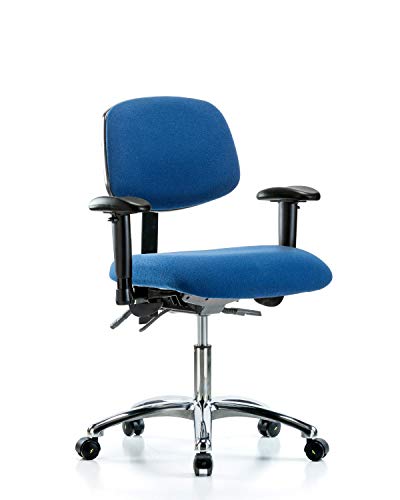 Labtech Seating LT40988 ESD FATER DE FÁCIL Cadeira de altura Base cromada, inclinação, braços, Casters ESD Blue