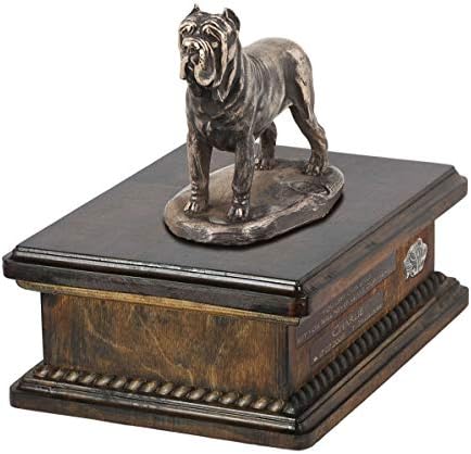 Mastino Napolitano, urna para cães Memorial de cinzas com estátua, nome do animal de estimação e citação - Artdog personalizado