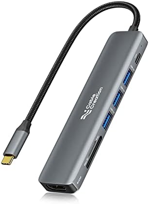 Adaptador multiporto de cubo USB C, Cablecreation 7 em 1 USB C HDMI Hub com 4K 30Hz HDMI, 100W PD, 3 USB 3.0 5Gbps de portas