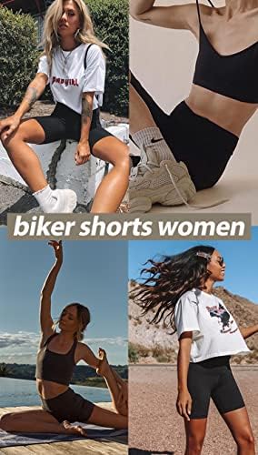 4 shorts de motociclista de embalagem para mulheres - 5 de alta cintura shorts de treino de spandex para yoga de verão atlético