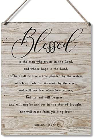 Inspirational Bible Gift Sinais abençoados é o homem que confia no lorde de madeira, sinal de penduramento, sinalizador religioso,