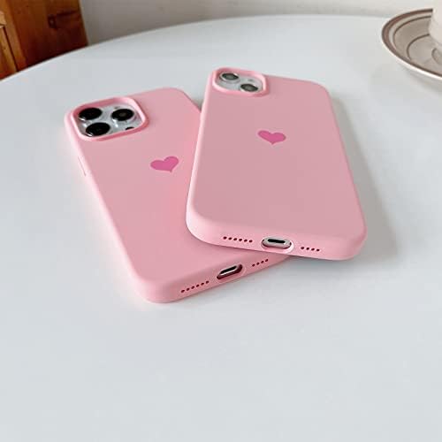 JMLTech para iPhone 14 Plus Silicone Girls Girls Heart com capa de telefone protetora de revestimento de microfibra macio anti-arranhão para iPhone 14 Plus Pink
