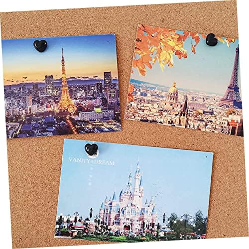 TOFFICU 2 Caixas Thumbtack Black Tacks Acessórios Decked Office Cork Board Heart Head Pin Anteviso Placa Thumbtacks