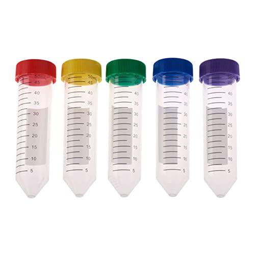 CellTreat 230421a 50 ml de tubo de centrífuga, tampa colorida variada - bolsa, estéril, polipropileno