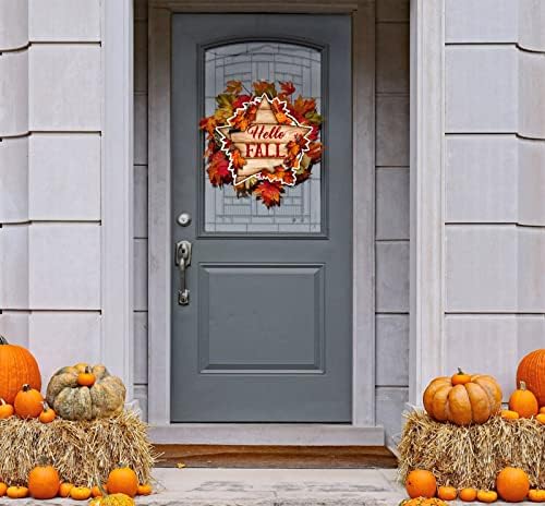 Waahome Hello Outono Signo de letreiro para decoração da porta da frente, 11 x11.3 Farmhouse outono outono decoração
