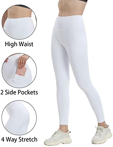 Leggings de ioga de cintura alta feminina de Connande com 2 bolsos de 7/8 de comprimento treino de trecho atlético de corrida de ioga