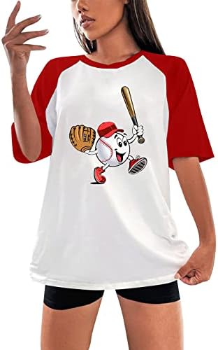 Mulher camisa grande 2023 Men e feminino Raglan ombro de mangas curtas Novo jogador de beisebol Round Neck Short
