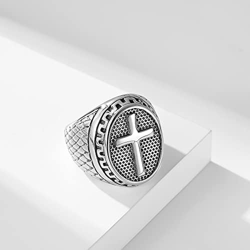 Ringas de aço inoxidável Cruzada Cristã Fé Fé Religioso Bandas de dedos de moda robusta para homens Momen Boys Punk Declaração