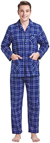 O pijama masculino global define flanela de algodão Sleepwear de manga longa e inferior de manga longa