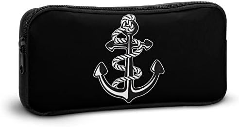 Bolsa de papelaria de casacão de casca de lápis de âncora naval Presente de bolsa de armazenamento portátil de maquiagem