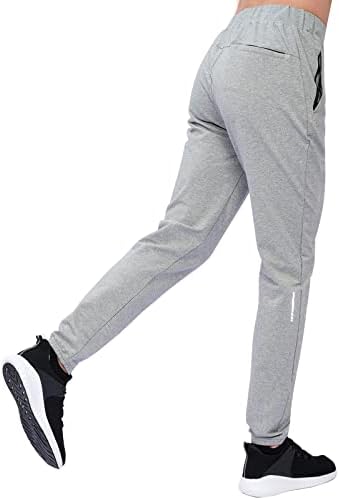 Jogadores masculinos de FRTCV com bolsos com zíper - calças de moletom de moletom ativo refletivo para o treino que executa calça esportiva casual