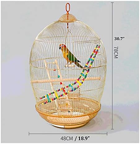Xxsly criativo gaiola de pássaro de metal vintage com brinquedos de alimentador de suporte rolante, gaiola de vôo de aço de alta