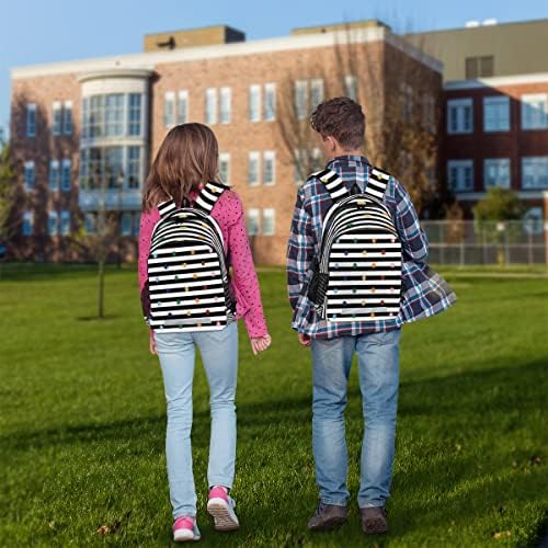CFPolar colorido Polca Dot Stripe Backpack Black Student With Backpack da Escola de Compartimento para Laptop para homens Meninas College estudantes adolescentes meninos meninos
