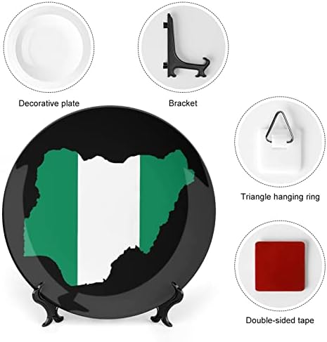 Placas decorativas de cerâmica de mapa da bandeira da Nigéria com ossos de ornamentos pendurados em china pendurada placas de sobremesa