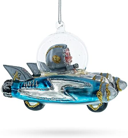 Retro Racing Car Glass Christmas Ornament