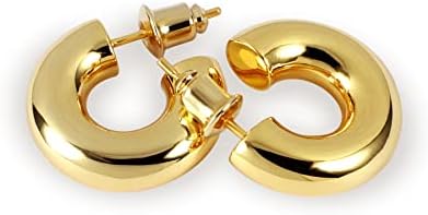 Charm-in i 14k Brincos cilíndricos banhados a ouro | Brincos pequenos | Brincos de ouro femininos | Brincos hipoalergênicos