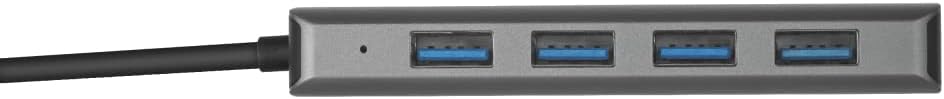 Trust 23327 HALYX 4 PORT USB 3.2 GEN1 Hub, portas USB-A extra, velocidade de transferência de dados de 5 Gbps, cubo para PC, laptop, computador com porta USB-A, hub compacto, viúvas, Mac, Chrome-Gray