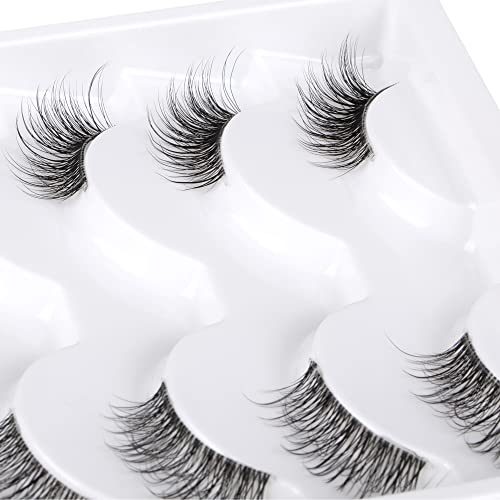 Alicrown Wispy Meio cílios com cílios claros de banda Wispy Look natural 6 pares 3D Faux Mink Lashes Pack meio cílios com