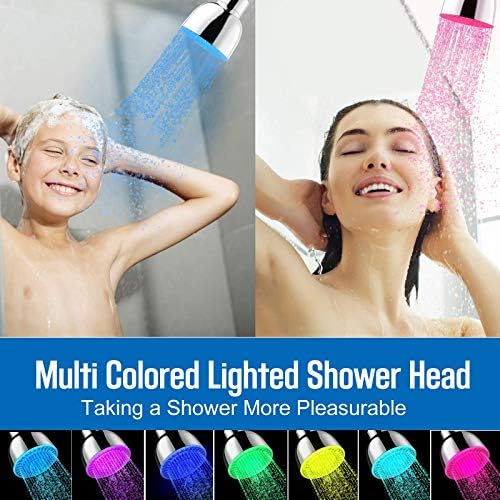 Cabeça de chuveiro com luzes, cabeça de chuveiro de alta pressão LED, chuveiro de 7 cores Led chuveiro fixo para o banheiro,