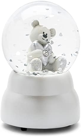 Demdaco April Birthstone Urso de 3,25 polegadas Branco e prata Globo de água glitter