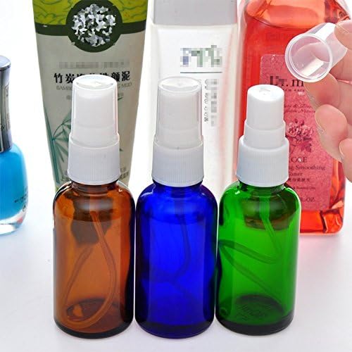 Vasana 3pcs 30ml/1oz de refil vazio de vidro verde garrafas de spray de névoa fina com pulverizador de pulverizador branco