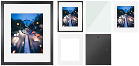 IDecorLife 16x20 quadros de imagem preta 2pcs - vidro temperado e madeira real 11x14 quadro de imagem com tape