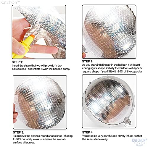 Katchon, Balões de Ball Silver Disco - 22 polegadas, balões de prata mylar | Balões de discografia holográfica, decorações