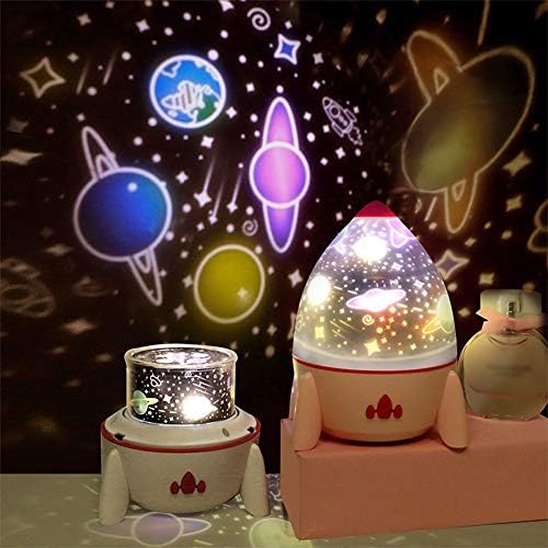 N/A Dimmal Planet Magic Projecor Light Bedroom Decor Star Universo Night Light LED de foguete colorido Rotary Planking Projector Gift