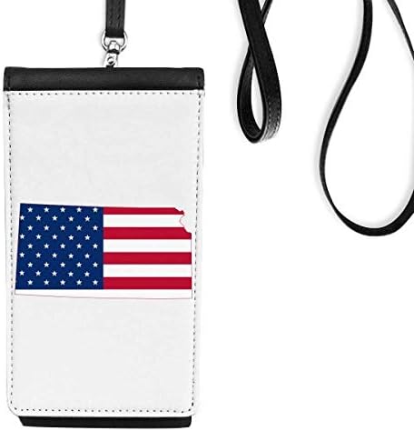 Kansas EUA mapa estrelas listras bandeira shape telefone carteira bolsa pendurada bolsa móvel bolso preto bolso